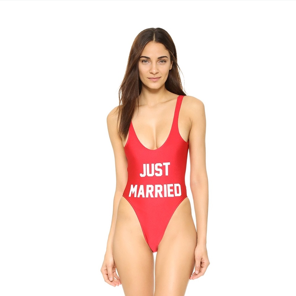 JUST MARRIED Red One Piece Swimsuit